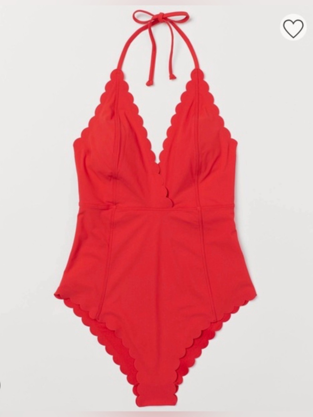 H&M Scallop Hem One Piece Swimsuit | Red | Size 8